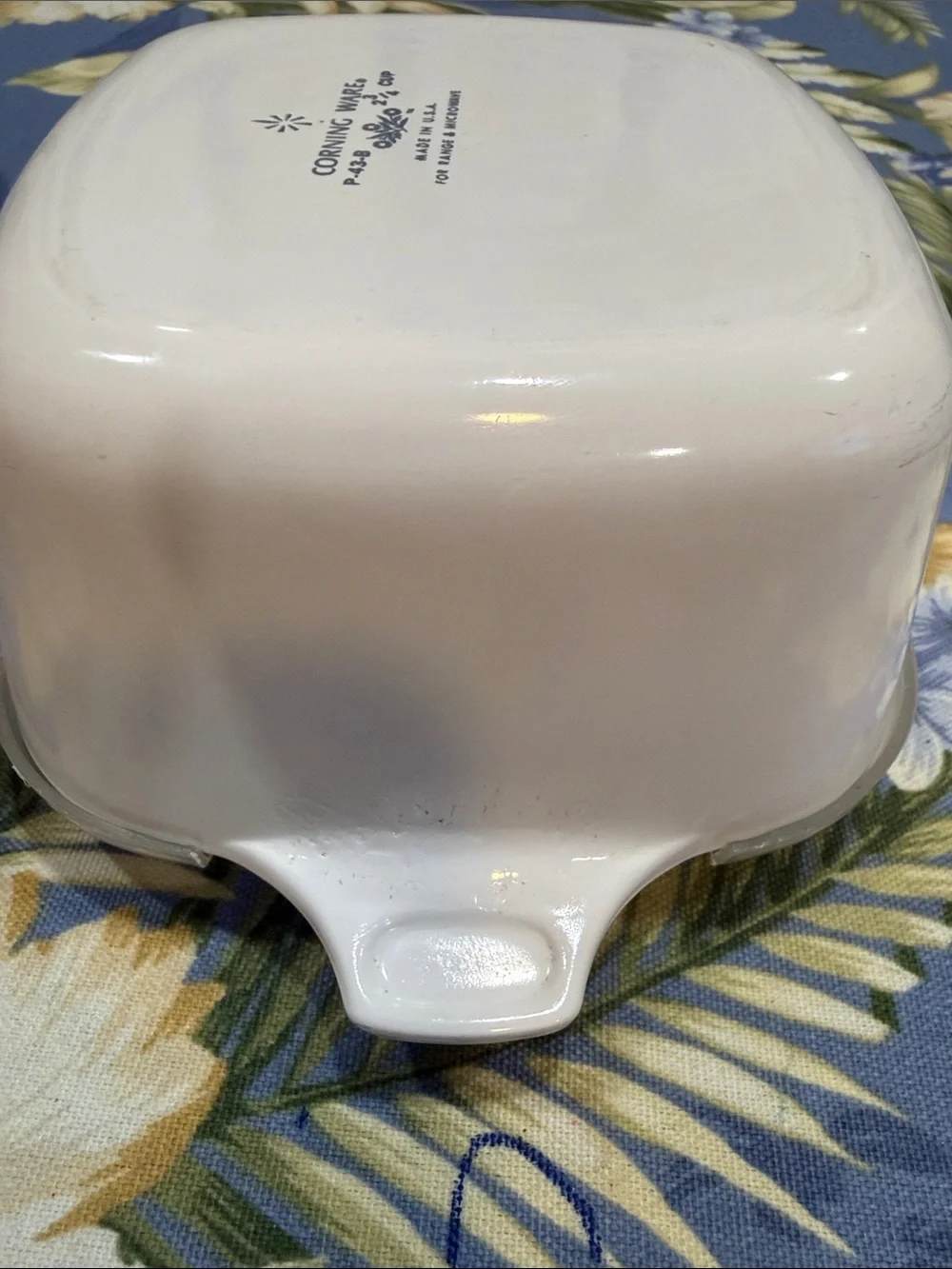 Corningware White Casserole with Blue Cornflower Design and Plastic Lid